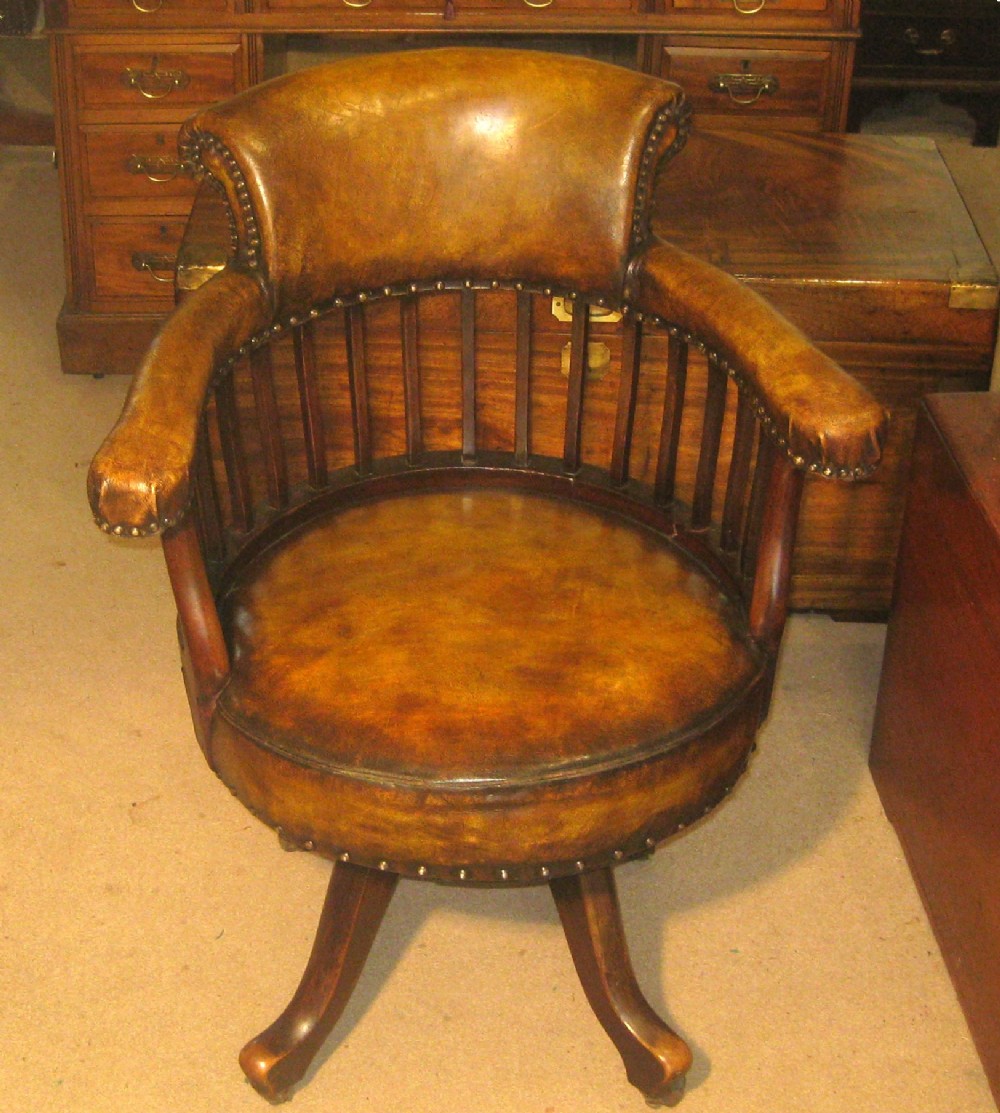 Victorian mahogany revolving desk chair. 