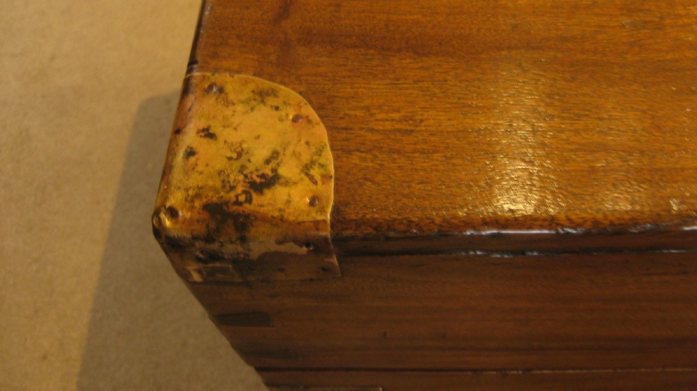 Beautifully grained late Victorian, solid camphorwood, campaign trunk.  View III