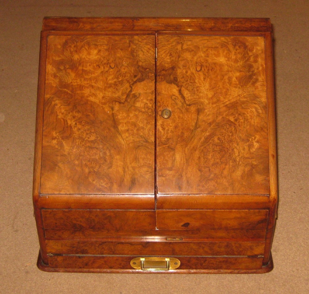 Beautiful Victorian burr walnut stationery cabinet.