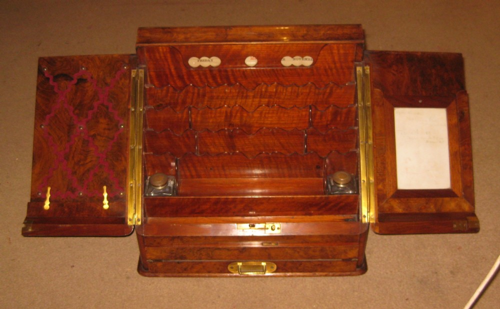Beautiful Victorian burr walnut stationery cabinet. View II