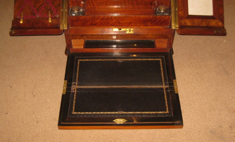 Beautiful Victorian burr walnut stationery cabinet. View V