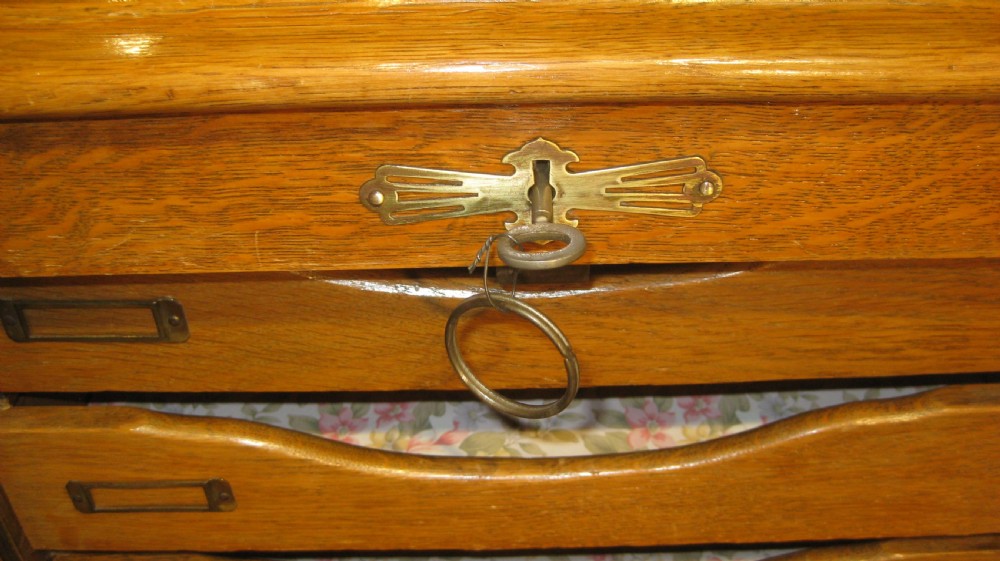 Edwardian solid oak filing chest.  View V