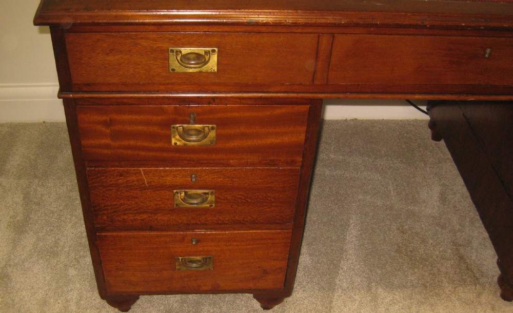 Fine quality Victorian solid mahogany, military campaign desk View III