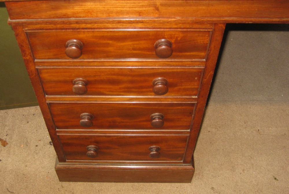 A Victorian mahogany estate managers desk featuring twin pedestal drawers and a fitted upper cabinet with panelled cupboard doors. View III
