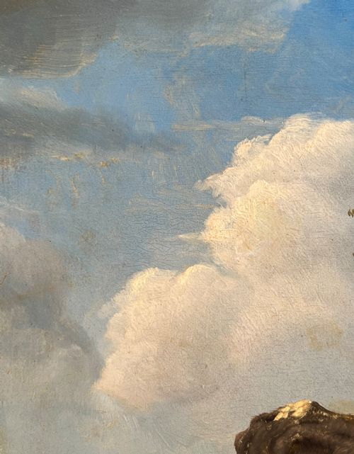 LATE 18TH CENTURY FLEMISH SCHOOL OIL ON PANEL STUDY OF TWO COWS AND SHEP AT REST CIRCLE OF JOSEPH VERBOECKHOVEN - ADDITIONAL PHOTO 3
