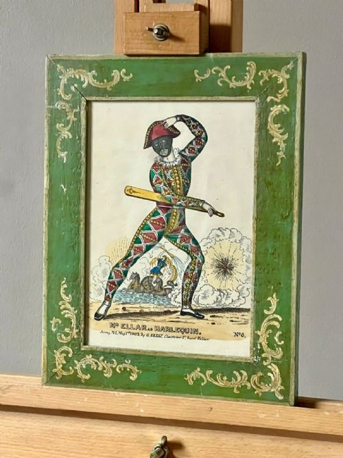 antique hand coloured engraving framed of a harlequin - CATEGORY: ANTIQUE ART - DATED EDWARDIAN