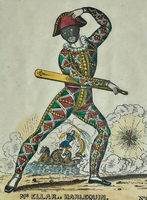 ANTIQUE HAND COLOURED ENGRAVING FRAMED OF A HARLEQUIN - ADDITIONAL PHOTO 1