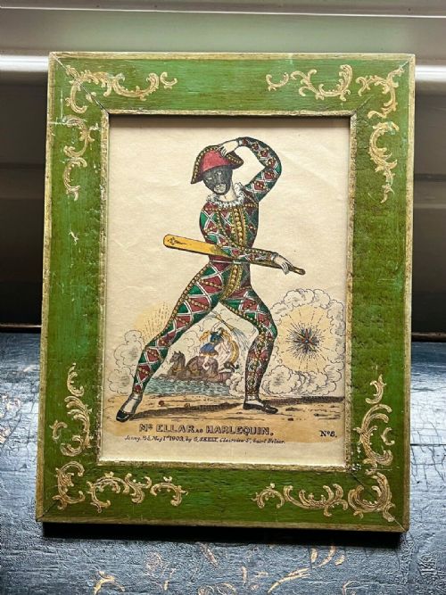 ANTIQUE HAND COLOURED ENGRAVING FRAMED OF A HARLEQUIN - ADDITIONAL PHOTO 4