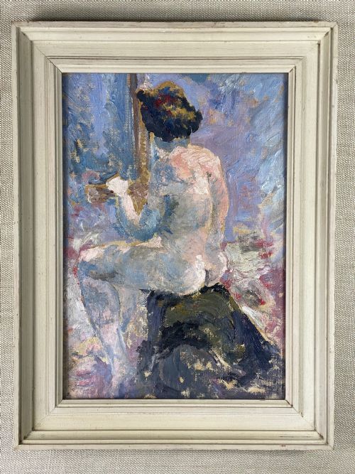 fig 5. Female Nude 'the Artists Muse' Oil On Paper Study - Ronald Ossory Dunlop (1894-1973)