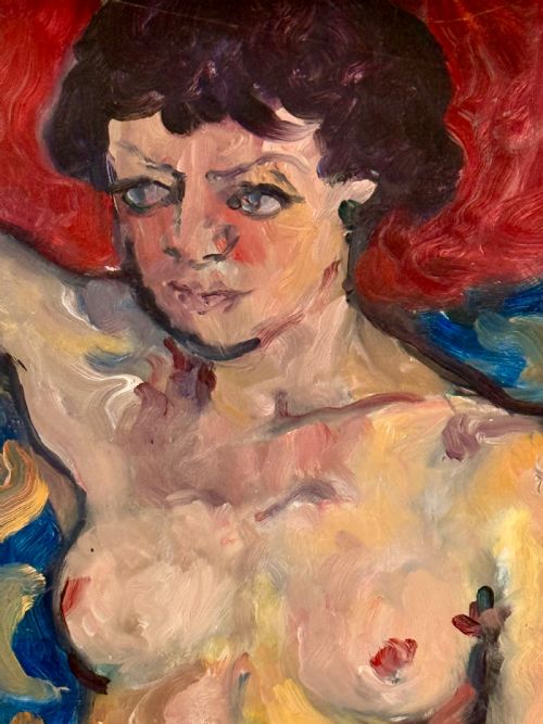 fig 3. SCOTTISH SCHOOL OIL ON BOARD PORTRAIT OF A RECLINING FEMALE NUDE BY FYFFE CHRISTIE (1918 - 1979)