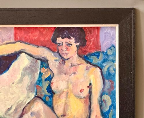 fig 4. SCOTTISH SCHOOL OIL ON BOARD PORTRAIT OF A RECLINING FEMALE NUDE BY FYFFE CHRISTIE (1918 - 1979)