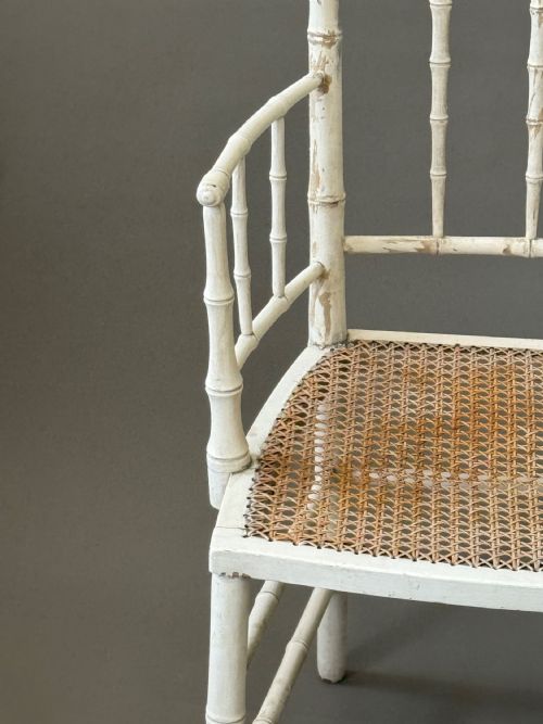 19TH CENTURY WHITE PAINTED FAUX BAMBOO ARMCHAIR - ADDITIONAL PHOTO 1
