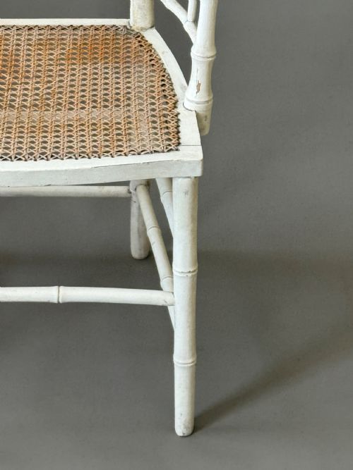 19TH CENTURY WHITE PAINTED FAUX BAMBOO ARMCHAIR - ADDITIONAL PHOTO 2