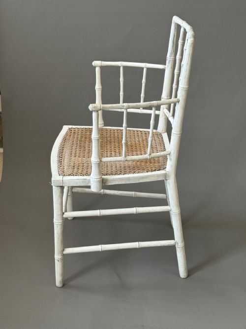 19TH CENTURY WHITE PAINTED FAUX BAMBOO ARMCHAIR - ADDITIONAL PHOTO 3