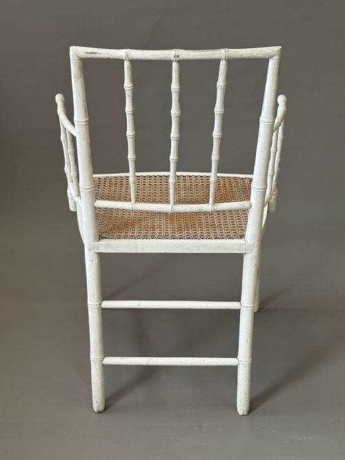 19TH CENTURY WHITE PAINTED FAUX BAMBOO ARMCHAIR - ADDITIONAL PHOTO 4