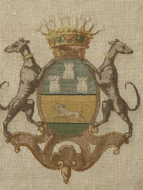 19TH CENTURY FRENCH PETIT POINT ARMORIAL TAPESTRY - ADDITIONAL PHOTO 4