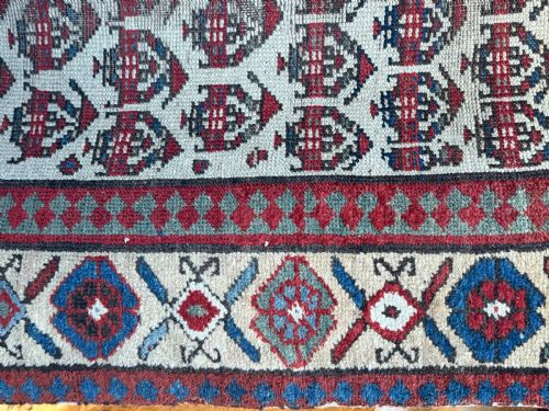 LONG ANTIQUE WOOL CARPET RUNNER NATURAL DYES - ADDITIONAL PHOTO 4