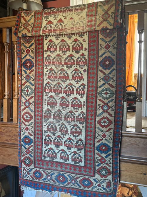 LONG ANTIQUE WOOL CARPET RUNNER NATURAL DYES - ADDITIONAL PHOTO 6