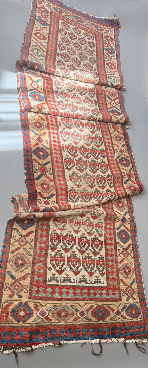 long antique wool carpet runner natural dyes - CATEGORY: ANTIQUE RUGS - DATED 1890
