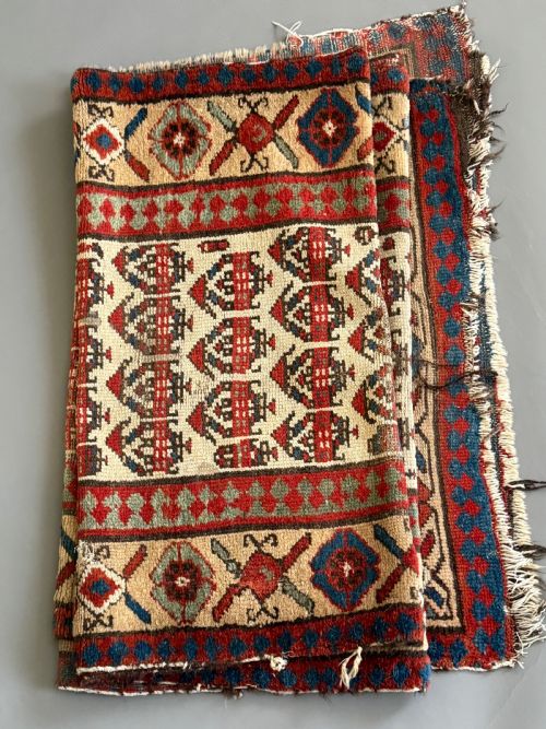 LONG ANTIQUE WOOL CARPET RUNNER NATURAL DYES - ADDITIONAL PHOTO 1