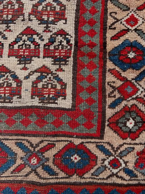 LONG ANTIQUE WOOL CARPET RUNNER NATURAL DYES - ADDITIONAL PHOTO 9