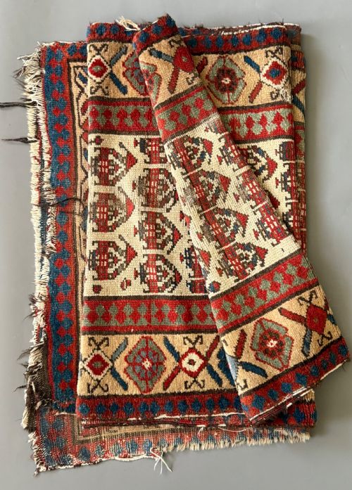 LONG ANTIQUE WOOL CARPET RUNNER NATURAL DYES - ADDITIONAL PHOTO 10