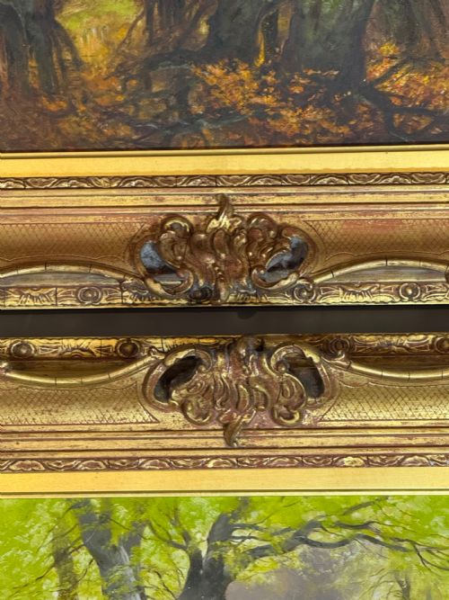 A PAIR OF LANDSCAPE OIL PAINTINGS BY ALFRED OLIVER SPRING AND AUTUMN - ADDITIONAL PHOTO 3