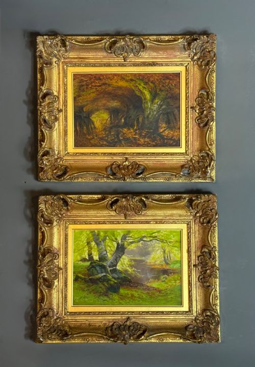 A PAIR OF LANDSCAPE OIL PAINTINGS BY ALFRED OLIVER SPRING AND AUTUMN - ADDITIONAL PHOTO 8