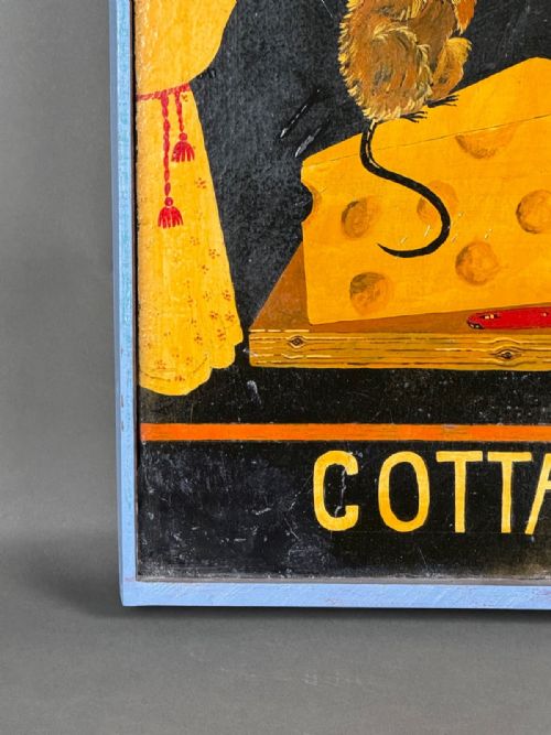 MID 20TH CENTURY FOLK ART PAINTED DOUBLE SIDED SIGN THE PIECE OF CHEESE COTTAGE' - ADDITIONAL PHOTO 1