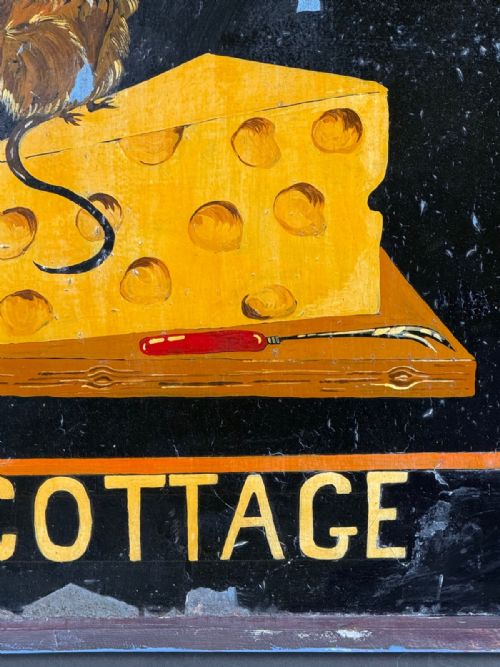 MID 20TH CENTURY FOLK ART PAINTED DOUBLE SIDED SIGN THE PIECE OF CHEESE COTTAGE' - ADDITIONAL PHOTO 3