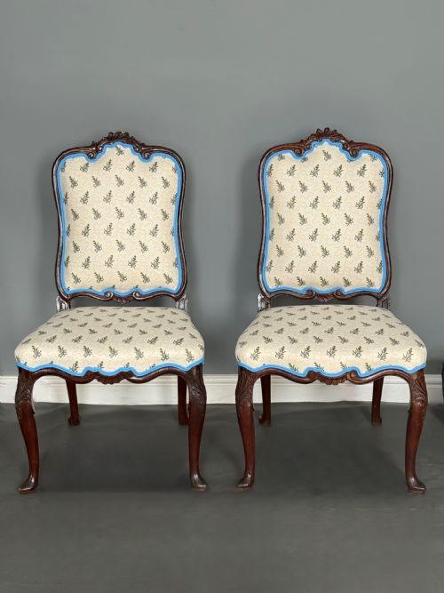PAIR OF DUTCH BAROQUE CUBAN MAHOGANY SIDE CHAIRS
