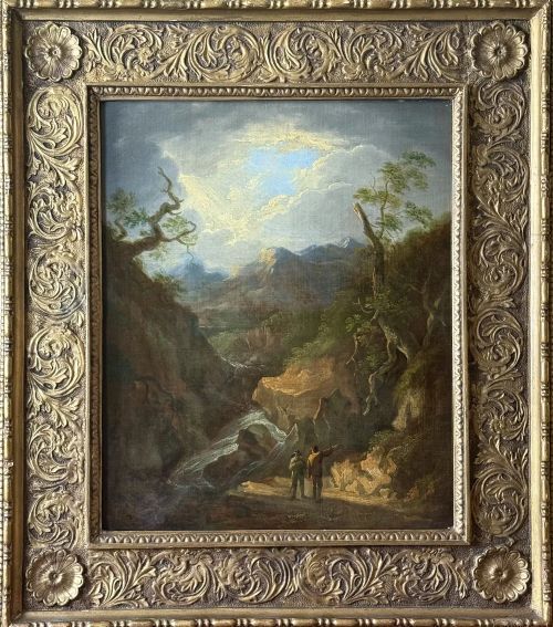 BENJAMIN BARKER OF BATH 1776 1838 A MOUNTAINOUS LANDSCAPE PAINTING WITH FIGURES