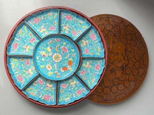 antique chinese enamel 'cabaret' sweetmeat dish set - CATEGORY: ANTIQUE METAL - DATED 19TH CENTURY