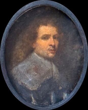 17TH CENTURY OIL ON COPPER MINI OF A GENTLEMAN CIRCLE OF CORNELIUS JOHNSON