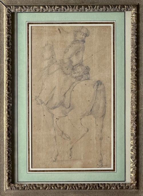 EARLY EIGHTHEENTH CENTURY NORTHERN EUROPEAN SCHOOL DRAWING EQUESTRIAN STUDY