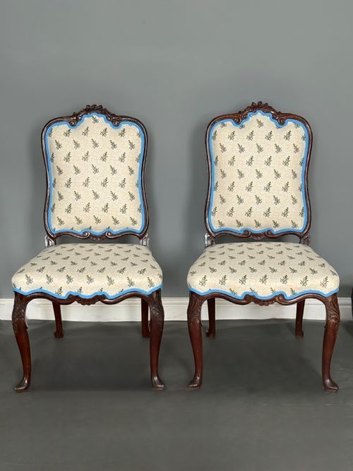 Pair of Dutch Baroque Cuban Mahogany Side Chairs
