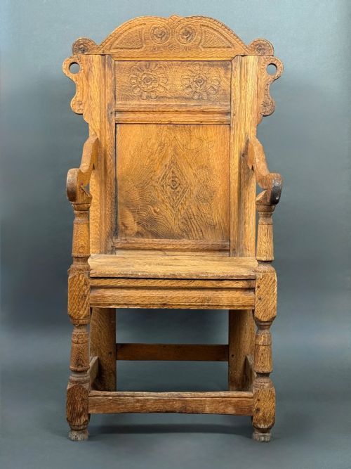 18th  Century English Solid Oak Wainscot Armchair