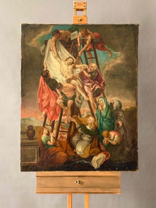 The Descent from the Cross, Oil Painting After Peter Paul Rubens (1577-1640), Oil on Canvas, Early 19th Century.