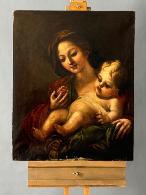 Early 18th Century Italian Old Master Oil Painting - 'The Madonna of the Cherries"