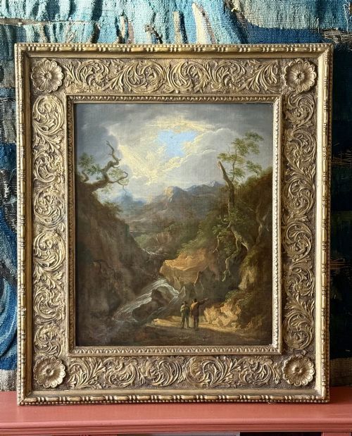Benjamin Barker of Bath (1776 - 1838) - A Mountainous Landscape Painting with Figures.
