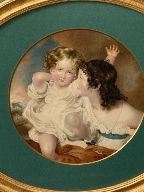 FINE 19TH CENTURY WATERCOLOUR PORTRAIT OF CHILDREN AFTER SIR THOMAS LAWRENCE 