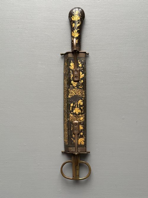 Persian Qajar Papier Mache Dagger and Scissors Set.