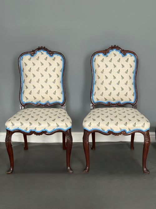 Pair of Dutch Baroque Cuban Mahogany Side Chairs