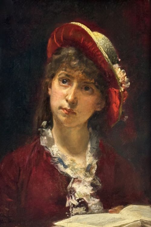 A Fine 19th Century Portrait of a Beauty in Red
