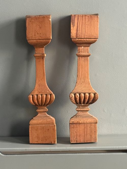 Pair of Fine Nd Huge 18th Century Pirtch Pine Starcase Half Balusters