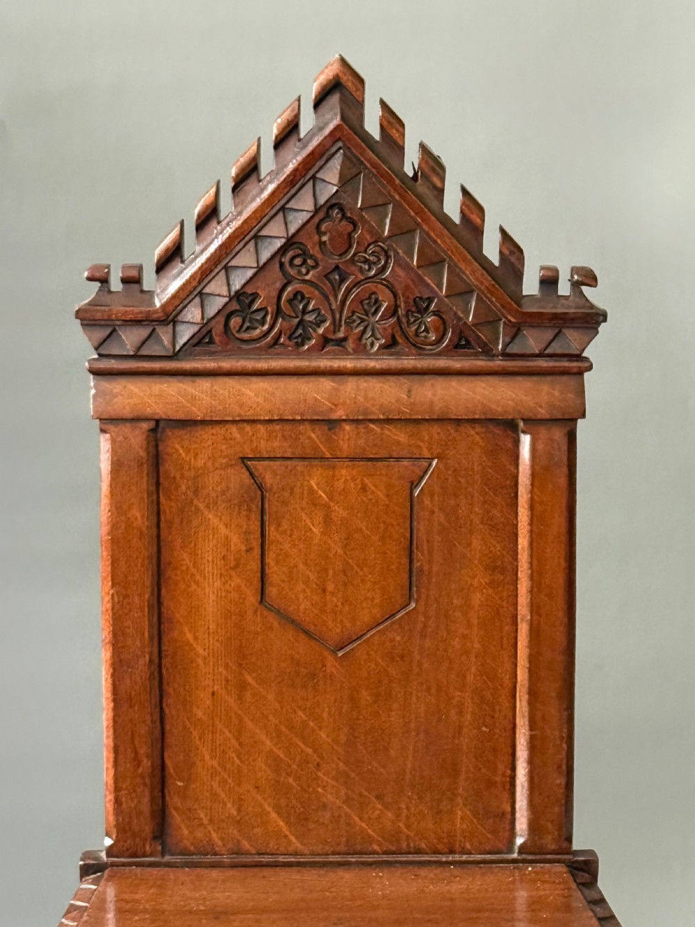 PAIR OF 19TH CENTURY GOTHIC CARVED HALL CHAIRS View V