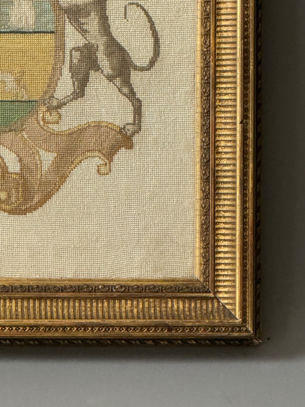 19TH CENTURY FRENCH PETIT POINT ARMORIAL TAPESTRY  View VIII