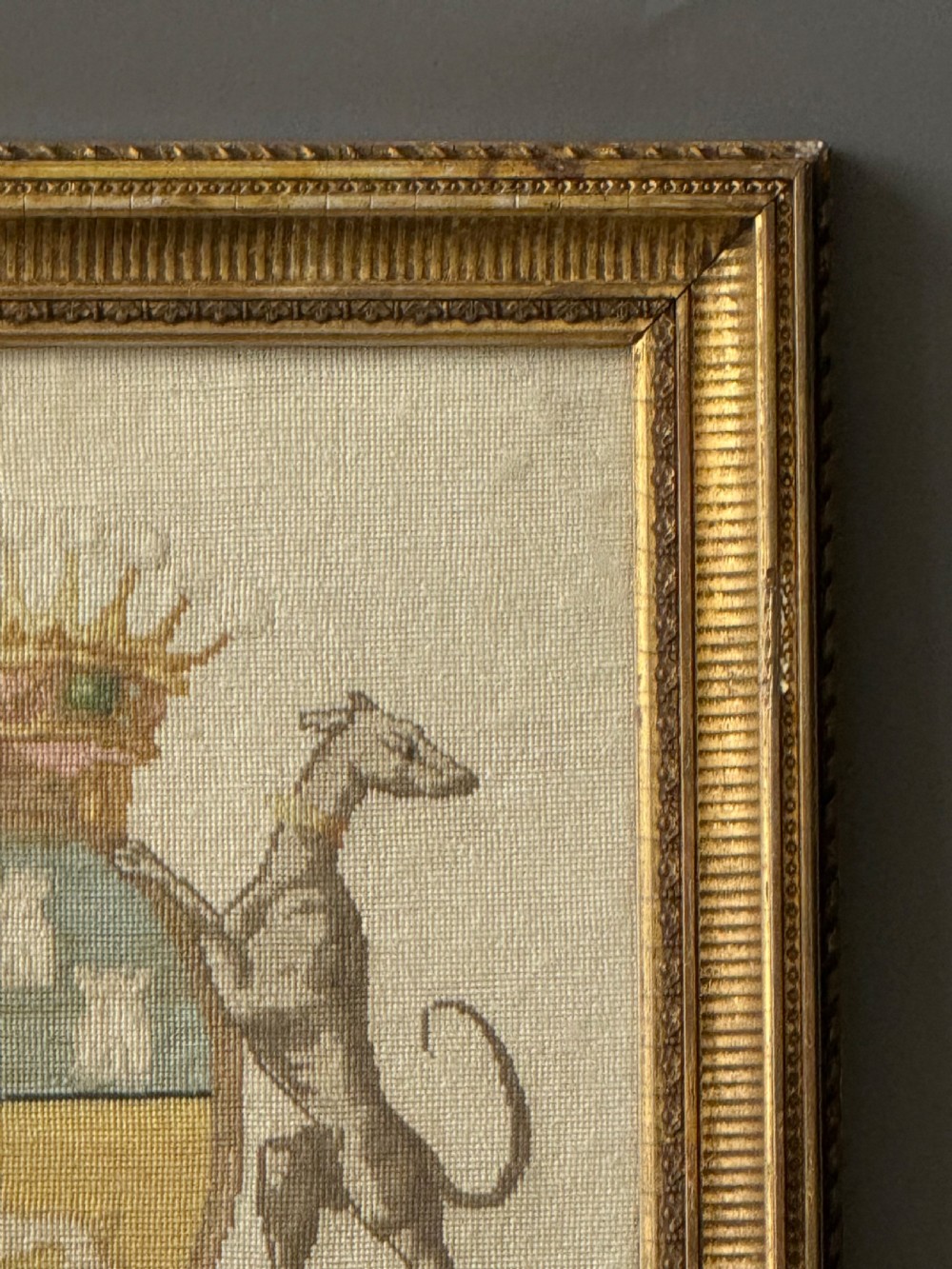 19TH CENTURY FRENCH PETIT POINT ARMORIAL TAPESTRY  View X