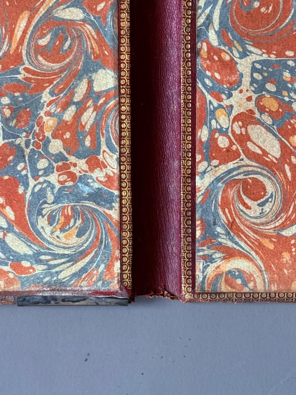 LATE 17TH CENTURY BOOK BINDING / LIBRARY DESK BLOTTER WITH ENGRAVED SILVER MOUNTS  View II