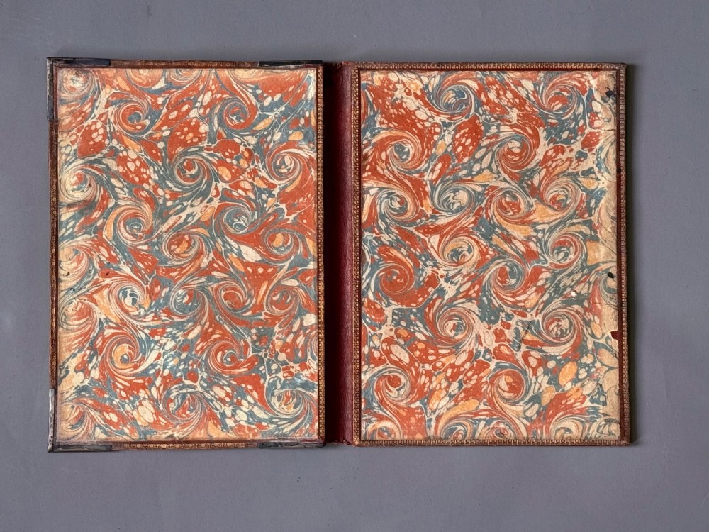 LATE 17TH CENTURY BOOK BINDING / LIBRARY DESK BLOTTER WITH ENGRAVED SILVER MOUNTS  View III